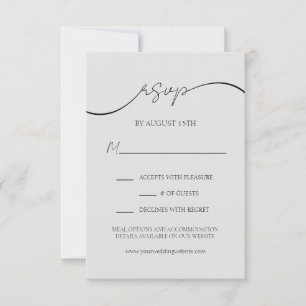 Elegante Script Modern Light Gray Wedding RSVP Car