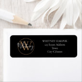 Elegante Script Monogram Black and Gold Address (Insitu)