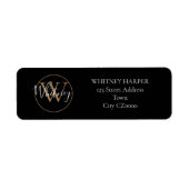 Elegante Script Monogram Black and Gold Address (Vorne)