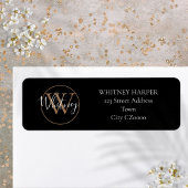 Elegante Script Monogram Black and Gold Address