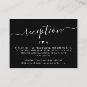 Elegante Script Monogram Black Wedding Reception Begleitkarte (Vorderseite)