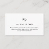 Elegante Script Monogram Black & White Wedding Begleitkarte (Vorderseite)