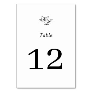 Elegante Script Monogram Black & White Wedding Tischnummer
