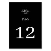 Elegante Script Monogram Black & White Wedding Tischnummer (Rückseite)
