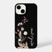 Elegante Script Monogram Boho Wildblume iPhone Hülle (Rückseite)