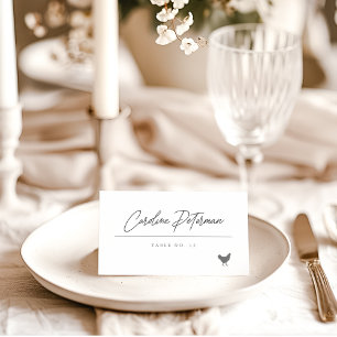 Elegante Script Monogram Chicken Classic Wedding Platzkarte