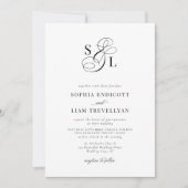 Elegante Script Monogram Formal Wedding Einladung (Vorderseite)