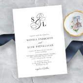 Elegante Script Monogram Formal Wedding Einladung