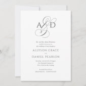 Elegante Script Monogram Foto Classic Wedding Einladung (Vorderseite)