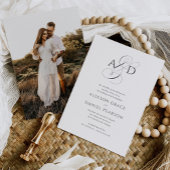 Elegante Script Monogram Foto Classic Wedding Einladung