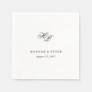 Elegante Script Monogram Initials Minimal Wedding Serviette