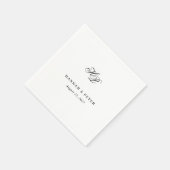 Elegante Script Monogram Initials Minimal Wedding Serviette (Ecke)
