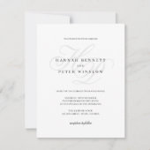 Elegante Script Monogram Initials White Wedding Einladung (Vorderseite)