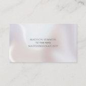 Elegante Script Monogram Iridescent Pearl Shimmer Telefonnummerkarte (Rückseite)
