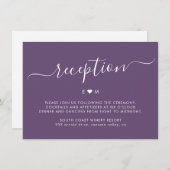 Elegante Script Monogram Lila Hochzeitempfehlung Begleitkarte (Vorne/Hinten)