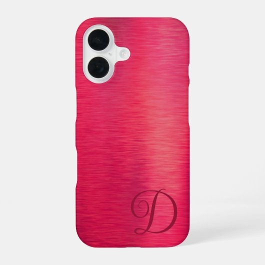 Elegante Script Monogram Magenta Metallic iPhone 16 Hülle (Rückseite)