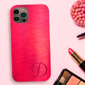 Elegante Script Monogram Magenta Metallic iPhone 16 Hülle