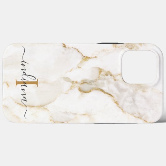 Elegante Script Monogram Marble Case-Mate iPhone Hülle (Rückseite (Horizontal))