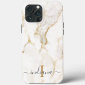 Elegante Script Monogram Marble Case-Mate iPhone Hülle (Rückseite)
