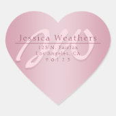 Elegante Script Monogram Mauve Ombre-Rücksendeadre Herz-Aufkleber (Vorderseite)