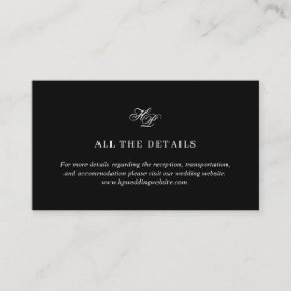 Elegante Script Monogram Minimal Black Wedding Begleitkarte