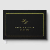 Elegante Script Monogram Minimal Black Wedding Gästebuch (Vorderseite)