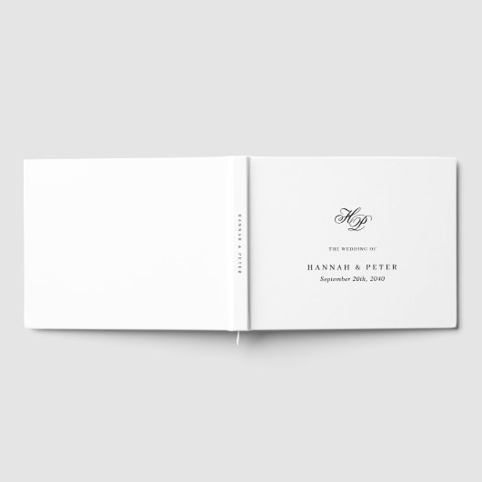 Elegante Script Monogram Minimal Wedding Chic Gästebuch (Voll)