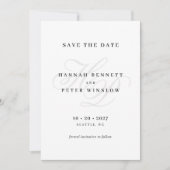 Elegante Script Monogram Minimal White Wedding Save The Date (Vorderseite)