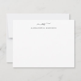 Elegante Script Monogram Modern Swash Stationery N Mitteilungskarte