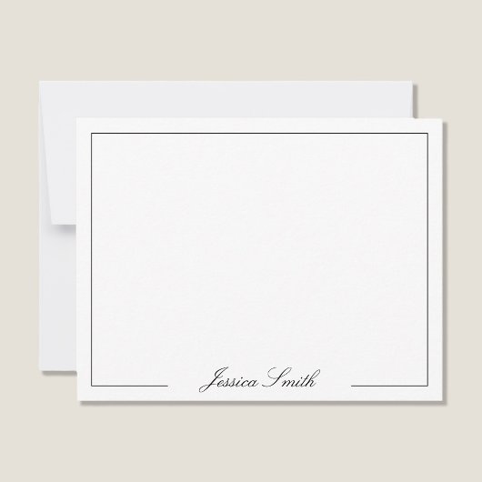Elegante Script Monogram Name Border Mitteilungskarte