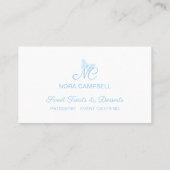 Elegante Script Monogram Niedlich Baby Blue Butter Visitenkarte (Rückseite)