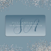 Elegante Script Monogram Ombre Blue Rücksendeadres Adressaufkleber