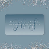 Elegante Script Monogram Ombre Blue Rücksendeadres Adressaufkleber