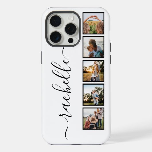 Elegante Script Monogram Personalisierte FotoColla iPhone Hülle (Rückseite)