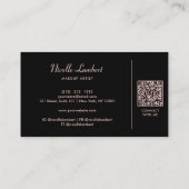 Elegante Script Monogram QR Code Rose Gold Black Visitenkarte (Rückseite)