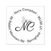 Elegante Script Monogram Round-Rücksendeadresse Permastempel (Design)