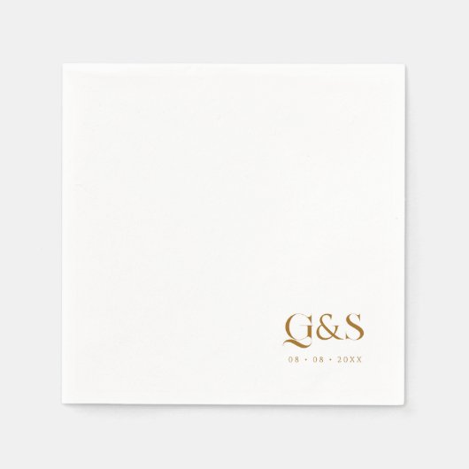 Elegante Script Monogram und Date Wedding Serviette (Vorderseite)