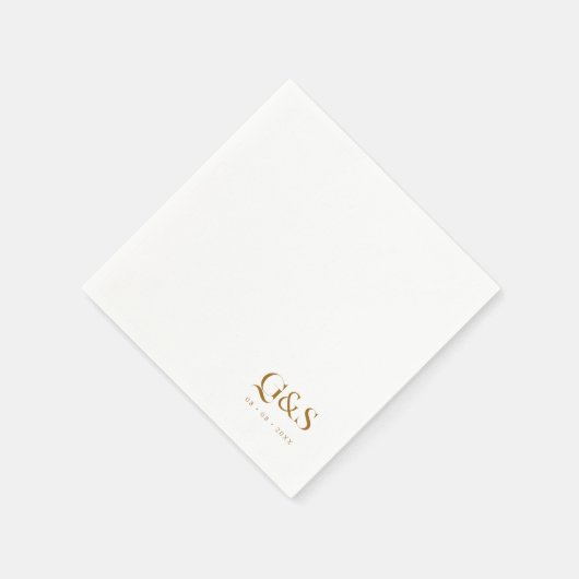 Elegante Script Monogram und Date Wedding Serviette (Ecke)