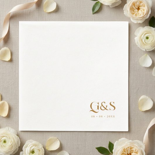 Elegante Script Monogram und Date Wedding Serviette
