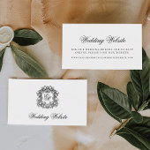 Elegante Script Monogram Wappen Wedding Website Begleitkarte