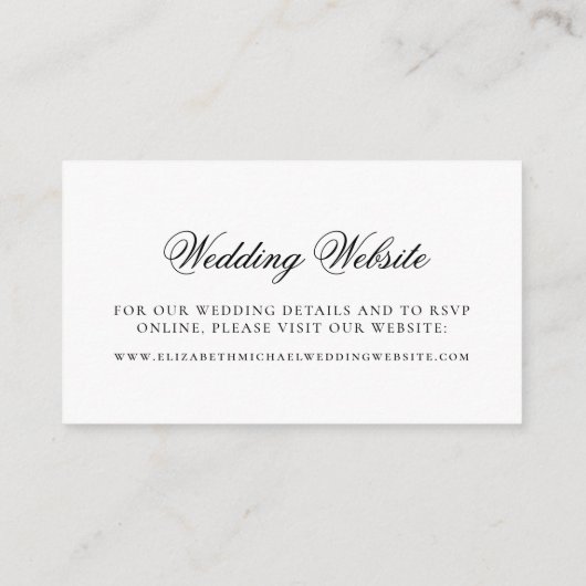 Elegante Script Monogram Wappen Wedding Website Begleitkarte (Rückseite)