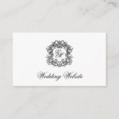 Elegante Script Monogram Wappen Wedding Website Begleitkarte (Vorderseite)