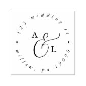 Elegante Script Monogram Wedding Circular Address Permastempel (Design)
