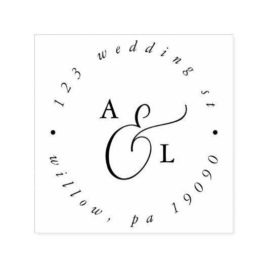 Elegante Script Monogram Wedding Circular Address Permastempel (Design)