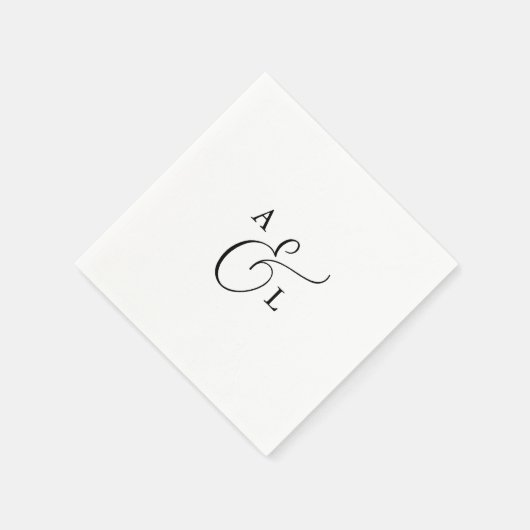 Elegante Script Monogram Wedding Napkins Serviette (Ecke)