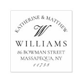 Elegante Script Monogram Wedding Rücksendeadresse Permastempel (Design)