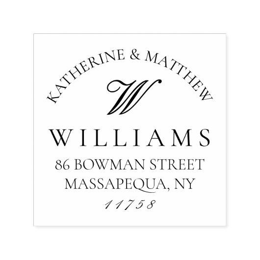 Elegante Script Monogram Wedding Rücksendeadresse Permastempel (Design)