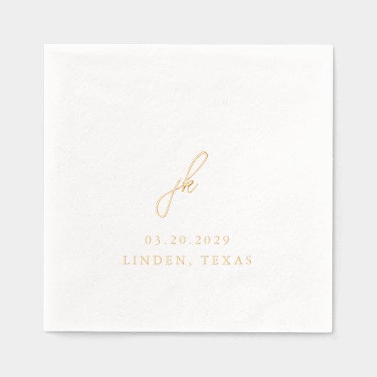 Elegante Script Monogram Wedding Servietten Mit Folie (Vorderseite)
