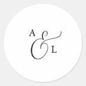 Elegante Script Monogram Wedding Umschlag Aufklebe Runder Aufkleber (Vorderseite)