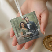 Elegante Script Mother of the Groom Foto Keepake Ornament Aus Glas